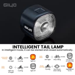 GIYO Bicycle Smart Brake Tail Light MTB Road Bike Auto Brake Sensing Light IPX6 Waterproof LED Warning Rear Lamp Colorful Light