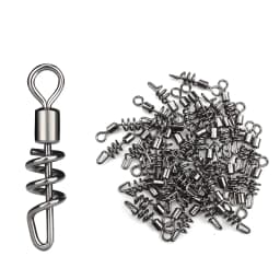 DNDYUJU 20-100pcs Fishing Rolling Swivel With Screwed Snap Stainless Steel Solid Ring Connector Fishhook Lures Fishing goods