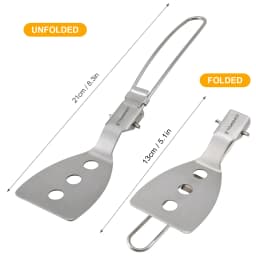 Tomshoo Stainless Steel Folding Spatula Turner for Outdoor Camping Hiking BBQ Picnic Cooking Mini Pancakes Bread Steak Flat