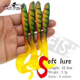 WALK FISH 4PCS Jigging Wobblers Fishing Lure 12.5cm 5.5g Shad T-tail Soft Bait Artificial Silicone Lures Bass Pike Fishing