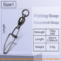 FishTrip Crosslock Snap Ball Bearing Swivels Stainless Steel Black Nickel 20~100Pack Interlock Snap Fishing Connector