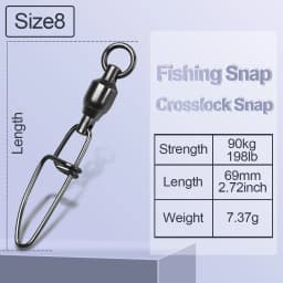 FishTrip Crosslock Snap Ball Bearing Swivels Stainless Steel Black Nickel 20~100Pack Interlock Snap Fishing Connector