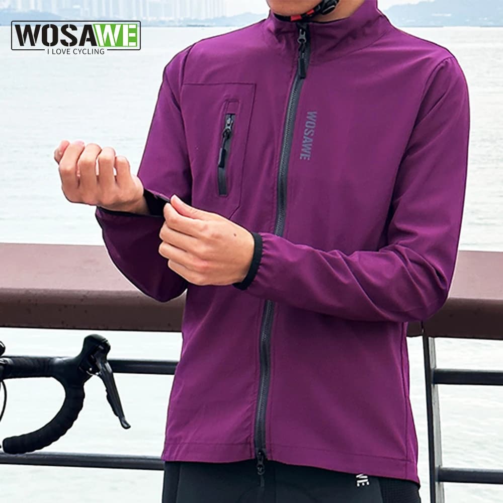 WOSAWE Ultralight Men's Cycling Windbreaker Windproof Jacket Bike Vest Water Resistant MTB Road Bicycle Long Jersey 2 Pockets
