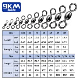 9KM Crane Swivels 50~200Pcs Fishing Barrel Swivel Line Hook Connector Brass with Stainless Rings Saltwater Freshwater 29-525LBs
