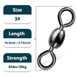 9KM Crane Swivels 50~200Pcs Fishing Barrel Swivel Line Hook Connector Brass with Stainless Rings Saltwater Freshwater 29-525LBs