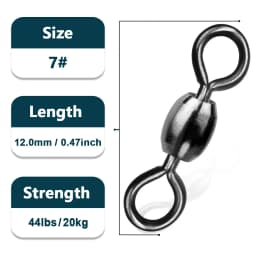 9KM Crane Swivels 50~200Pcs Fishing Barrel Swivel Line Hook Connector Brass with Stainless Rings Saltwater Freshwater 29-525LBs