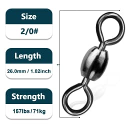 9KM Crane Swivels 50~200Pcs Fishing Barrel Swivel Line Hook Connector Brass with Stainless Rings Saltwater Freshwater 29-525LBs