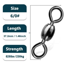 9KM Crane Swivels 50~200Pcs Fishing Barrel Swivel Line Hook Connector Brass with Stainless Rings Saltwater Freshwater 29-525LBs