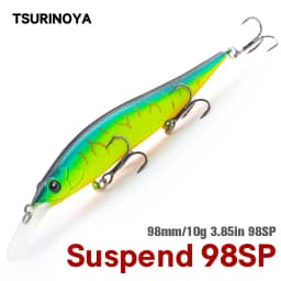 TSURINOYA 98SP Suspending Minnow Fishing Lure AURORA 98mm 10g Max 2.2m  Long Casting Bass Pike Jerkbait Hard Bait