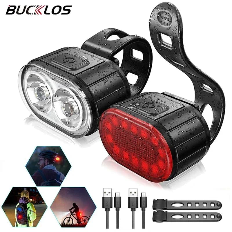 BUCKLOS Bike Lighting Front/Rear/Set Lights Bicycle Lamp Led Cycling Light Bike Lighting for Bicycle MTB Front Taillight Lantern