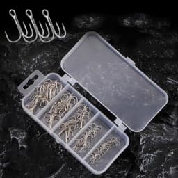 50pcs/box Sharp High Steel Carbon Fishing Treble Hook Strong Crank Barbed Jig Hooks for Carp Sea Fishing Fly Tying Lure 2-14#