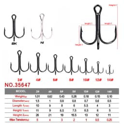 50pcs/box Sharp High Steel Carbon Fishing Treble Hook Strong Crank Barbed Jig Hooks for Carp Sea Fishing Fly Tying Lure 2-14#