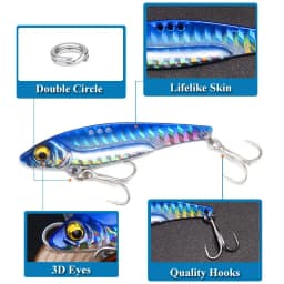 VIB Fishing Lure 7g 10g 18g Metal Jig Sinking Blade Cast Treble Hook Spinner Spoon VIBRATION Spin Tackle Pesca Wobbler Hard Bait