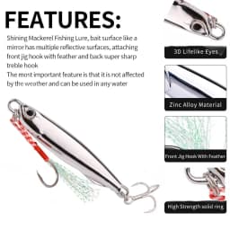 1pcs Japanese Metal Lure Bait  Strong Fish Induction 7g-30g 40g 3 Color Metal Fishing Lure Zinc Alloy Long Bait Bionic Fake Bait