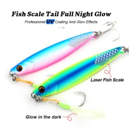 FJORD Flat Slow Glow Metal Jig Lead Fishing Lure Saltwter 20g 30g 40g 60g Shore Casting Artificial Bait Hooks Fishing Tackle