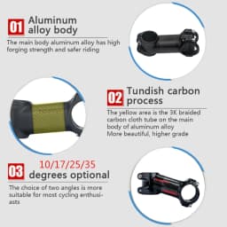 Toseek Stem MTB Carbon + Aluminum Mtb Handlebar Stem Bike Power 31 8mm Bicycle Handlebar Table 10 17 25 35 Degree Stem Bike Part