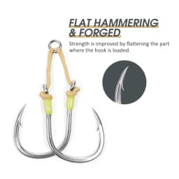 Noeby Heavy Duty Twin Assist Metal Jig Hook Large Target With Shore Jigs Super Needle Point Sharp High Strength Sea Fishing Hook