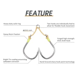 Noeby Heavy Duty Twin Assist Metal Jig Hook Large Target With Shore Jigs Super Needle Point Sharp High Strength Sea Fishing Hook
