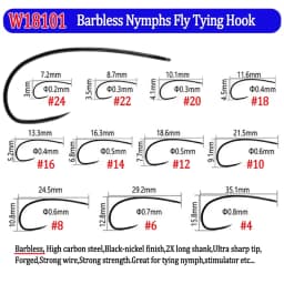 200pcs Barbed and Barbless Fishing Fly Hook Nymphs Pupa Egg Fly Dry Fly Wet Fly Jig Nymph Hook Caddis Streamer Fly Tying Hook