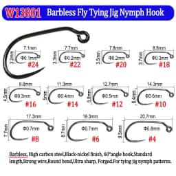 200pcs Barbed and Barbless Fishing Fly Hook Nymphs Pupa Egg Fly Dry Fly Wet Fly Jig Nymph Hook Caddis Streamer Fly Tying Hook