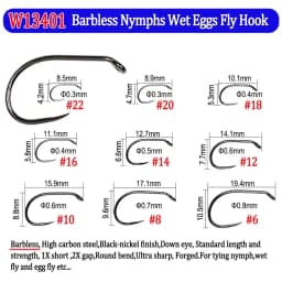 200pcs Barbed and Barbless Fishing Fly Hook Nymphs Pupa Egg Fly Dry Fly Wet Fly Jig Nymph Hook Caddis Streamer Fly Tying Hook