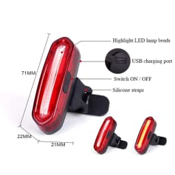Rechargeable COB LED USB Mountain Bike Tail Light Taillight MTB Safety Warning Bicycle Rear Light Bicycle Lamp