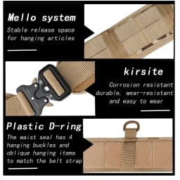 JSJM Tactical Belt Adjustable Belt Outdoor Work Men Belt Combat CS Hunting Paintball Padded Waist Belts Pocket