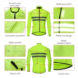WOSAWE Men Cycling Windbreaker MTB Bicycle Long Sleeve Coat Water Resistant Outdoor Sport Jersey Bike Jacket Cycling Clothing
