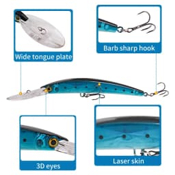 1Pcs Big Minnow 17cm 23g Wobblers Fishing Lures Deep Diving Artificial Hard Bait Trolling Boat Sea Bass Pike Fishing Acesssories