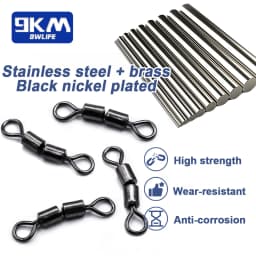 Double Joint Rolling Fishing Swivel 15~60Pcs Stainless Steel Saltwater Fishing Swivels High Speed Eight-Character Ring Connector