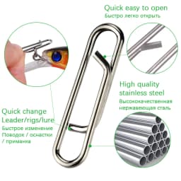 DNDYUJU 30-100pcs 304 Stainless Steel Fishing Lure Snap Fishing Swivel Interlock Nice Pin Lure Connector Fishing Accessories