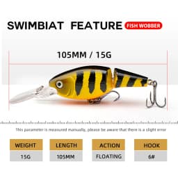 Agoie Deep Diving Crankbaits Jointed Swimbait For Bass Fishing 105mm 15g Floating Wobblers With Rattles For Pike Fishing Lure