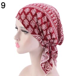 Tube Men Women Sleep Caps Fashion Casual Cotton Hat Bandana Women National Wind Floral Print Turban Chemotherapy Hat