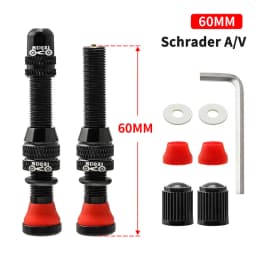 MUQZI 2PCS 60mm Schrader Valve MTB Road Bike A/V Tubeless Rim Valve CNC Wheel Valve For Tubeless Tire Cycling Accessories