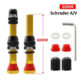 MUQZI 2PCS 60mm Schrader Valve MTB Road Bike A/V Tubeless Rim Valve CNC Wheel Valve For Tubeless Tire Cycling Accessories