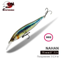 ESFISHING Wobble Hard Lure NAHAN 75mm 7.1g 0-2.4 Dive Fishing Baits Flow Floating Minnow Isca Artificial