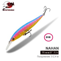 ESFISHING Wobble Hard Lure NAHAN 75mm 7.1g 0-2.4 Dive Fishing Baits Flow Floating Minnow Isca Artificial