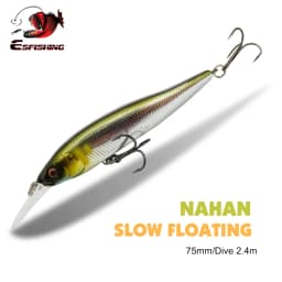 ESFISHING Wobble Hard Lure NAHAN 75mm 7.1g 0-2.4 Dive Fishing Baits Flow Floating Minnow Isca Artificial
