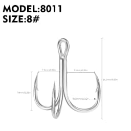 PROBEROS 50PCS Saltwater Fishing Hook 14#-3/0# Anti-rusty Treble HooksTin Color Fishhooks 3X High-Carbon Steel High Strength