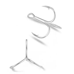 PROBEROS 50PCS Saltwater Fishing Hook 14#-3/0# Anti-rusty Treble HooksTin Color Fishhooks 3X High-Carbon Steel High Strength