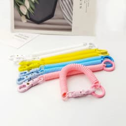 Coil Springs Keychain Stretchy Spiral Spring Coil Retractable Coil Springs Keychain With Metal Clasp Key Chain Holder Lanyard
