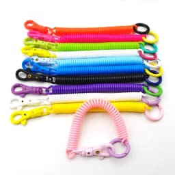 Coil Springs Keychain Stretchy Spiral Spring Coil Retractable Coil Springs Keychain With Metal Clasp Key Chain Holder Lanyard