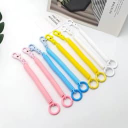 Coil Springs Keychain Stretchy Spiral Spring Coil Retractable Coil Springs Keychain With Metal Clasp Key Chain Holder Lanyard
