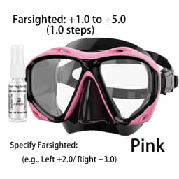 Farsighted Presbyopia Diving Mask with Tempered Glass Lenses, Reading Hyperopia Dive Gear for Men Women, +2.0 to +5.0