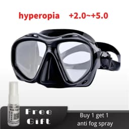 Farsighted Presbyopia Diving Mask with Tempered Glass Lenses, Reading Hyperopia Dive Gear for Men Women, +2.0 to +5.0