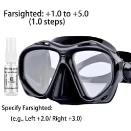 Farsighted Presbyopia Diving Mask with Tempered Glass Lenses, Reading Hyperopia Dive Gear for Men Women, +2.0 to +5.0