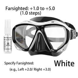 Farsighted Presbyopia Diving Mask with Tempered Glass Lenses, Reading Hyperopia Dive Gear for Men Women, +2.0 to +5.0