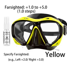Farsighted Presbyopia Diving Mask with Tempered Glass Lenses, Reading Hyperopia Dive Gear for Men Women, +2.0 to +5.0