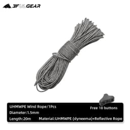 3F UL GEAR Outdoor 1.5MM 20 Meters Dyneema Reflective Rope Camping Tent UHMWPE Wind Rope