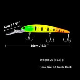 1pc 16.5cm 21g 6# Hook Deep Diving Large Minnow Wobbler Lure Artificial Hard Bait Crankbait Bass Pike Walleye Perch Fishing Gear